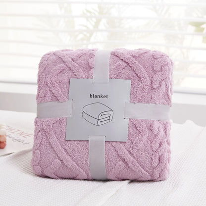 DecorBites™ Cozy Jacquard Plush Blanket: Soft Winter Sofa Throw, Office Travel Nap Shawl