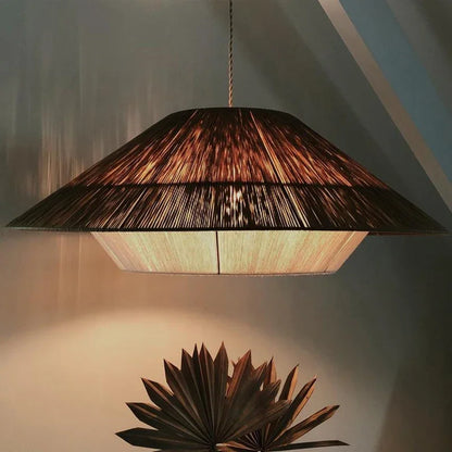 DecorBites™ Hemp Rope Rattan Weave LED Chandelier for Home Decor and Lighting