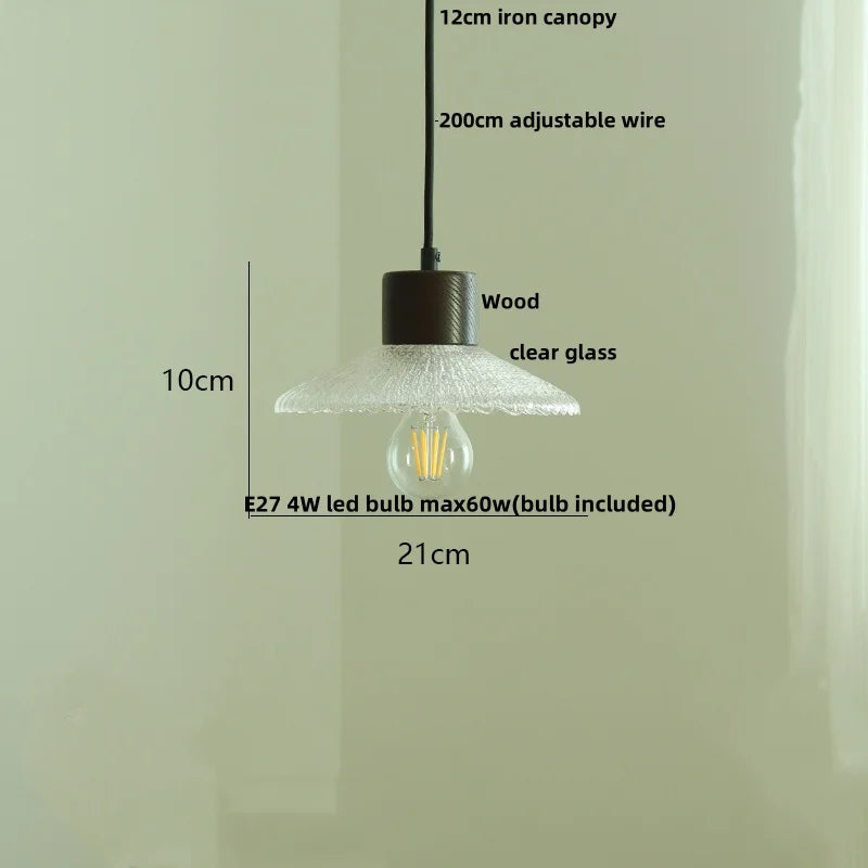 Decorbites™ Japan-Stil Holz-LED-Pendantleuchte mit klarem Glas, höhenverstellbare Hängeleuchte