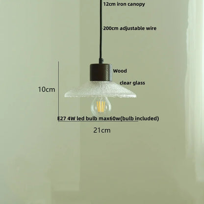 Decorbites™ Japan-Stil Holz-LED-Pendantleuchte mit klarem Glas, höhenverstellbare Hängeleuchte
