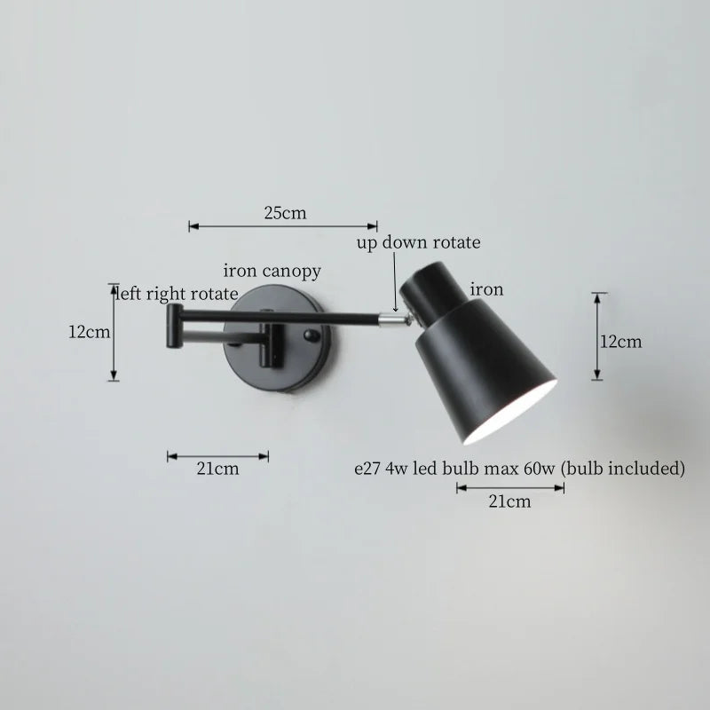 DecorBites™ Cream LED Swing Arm Wall Lamp for Living Room Bedroom Mirror Stair Light