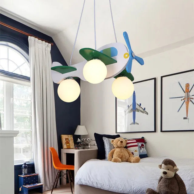 Decorbites™ Kinder Holz-Flugzeug-Hängeleuchte LED Deckenleuchte für Jungen-Schlafzimmer