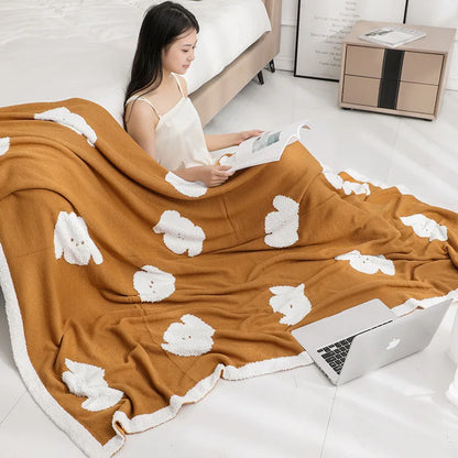 DecorBites™ Cozy Flannel Blanket for Home Office - Double-Sided Knitted Sofa Cover & Quilt