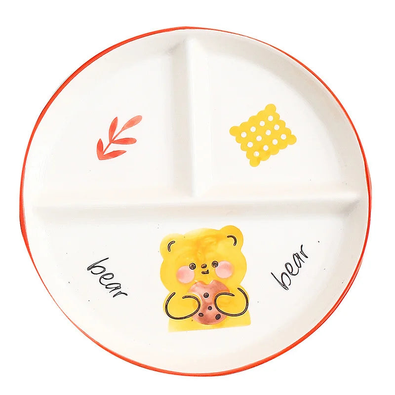 Decorbites™ Kinder-Cartoon-Gitter-Teller – Spaßiger & Funktionaler Trenn-Teller für Frühstück & Snacks