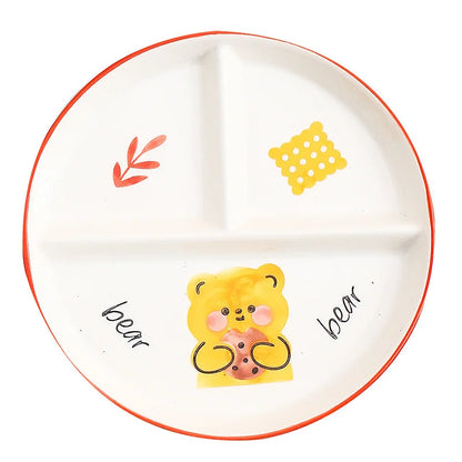 Decorbites™ Kinder-Cartoon-Gitter-Teller – Spaßiger & Funktionaler Trenn-Teller für Frühstück & Snacks