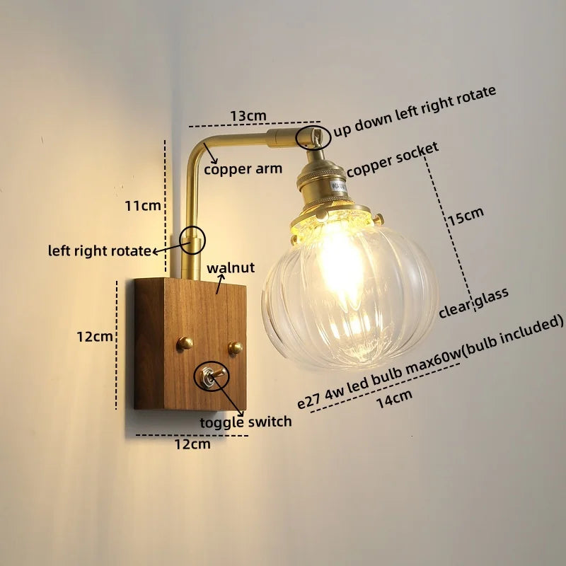 Decorbites™ Klares Glas LED Wandapplikation Walnuss Kupfer Moderne Treppenbeleuchtung