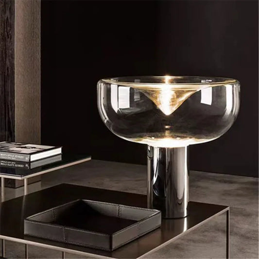 Decorbites™ Aella Tischleuchte: Elegante klare Glas-Luxus-Kunst-Schreibtischlampe für Büro, Schlafzimmer und Eingangsbereich