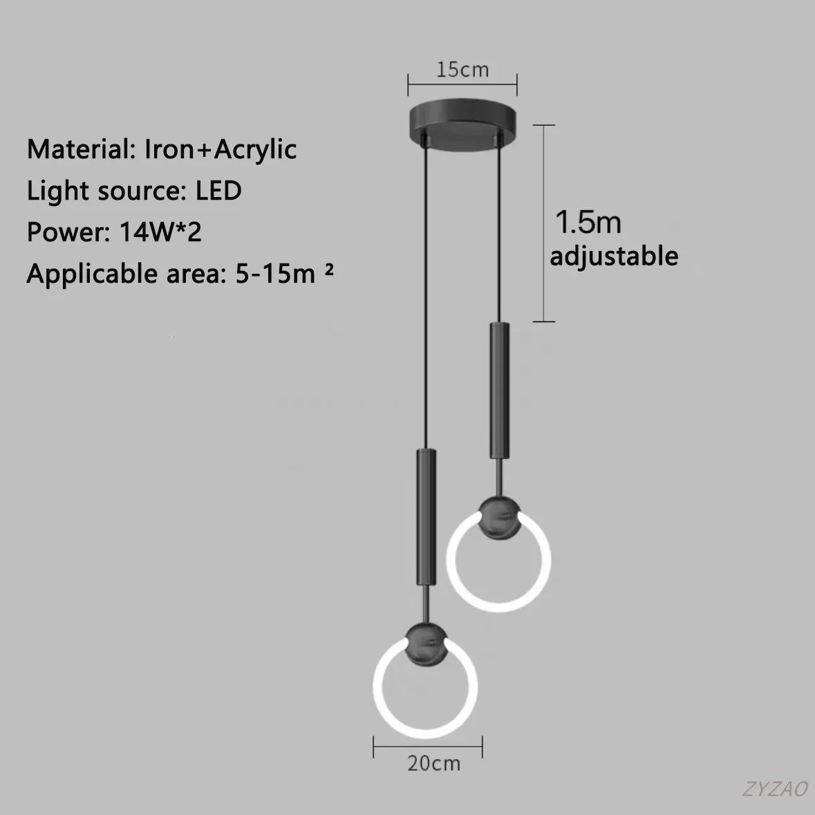 Modern Black Gold Iron Acrylic Pendant Light