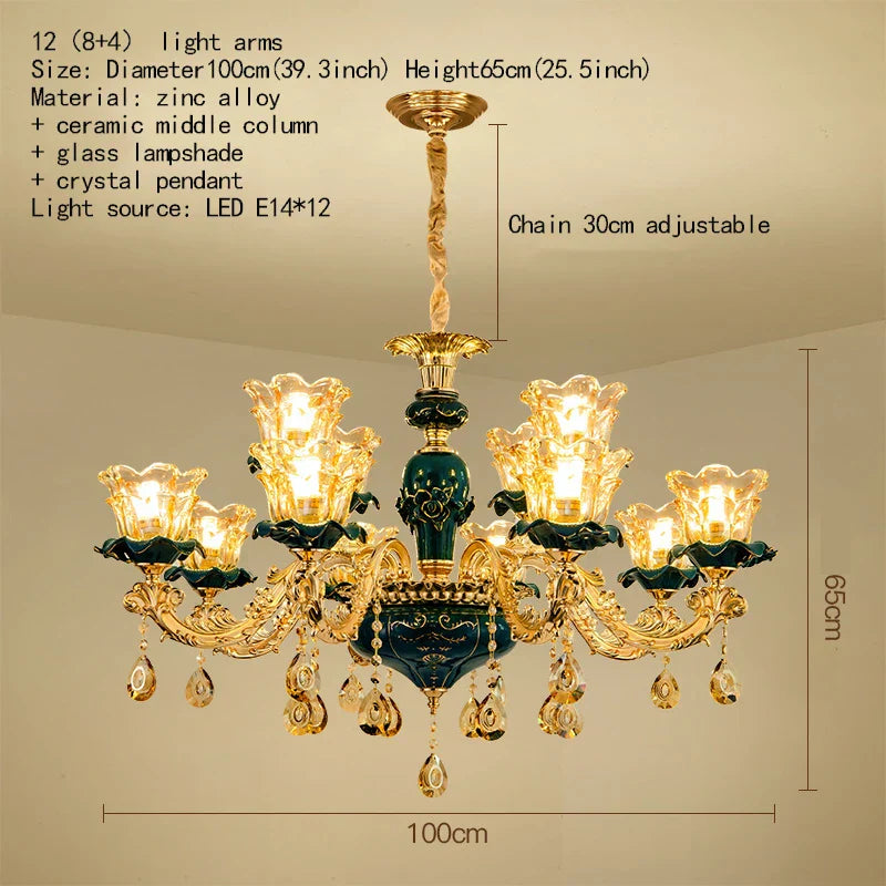 Decorbites™ Dunkelblaues Kristall-Lüster, Vintage-Stil Deckenleuchte für Wohnzimmer, Schlafzimmer, Villa