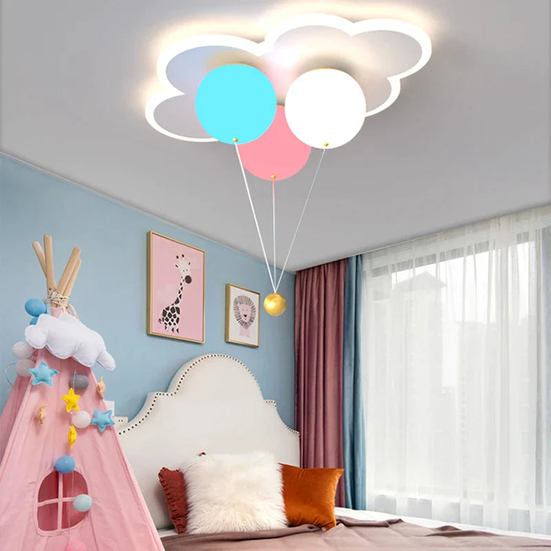 Decorbites™ Kinder-Deckenleuchter - Bunte Acryl-Ballonlampen in Weiß und Pink mit Fernbedienung