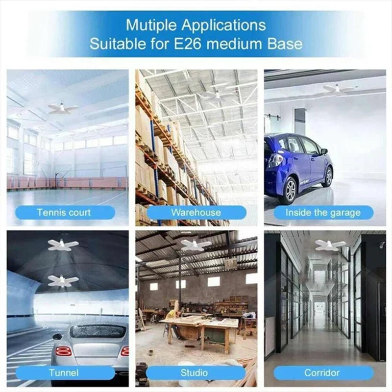 DecorBites™ Industrial LED Ceiling Light Deformable Foldable E26/27 Bulb for Garage Warehouse