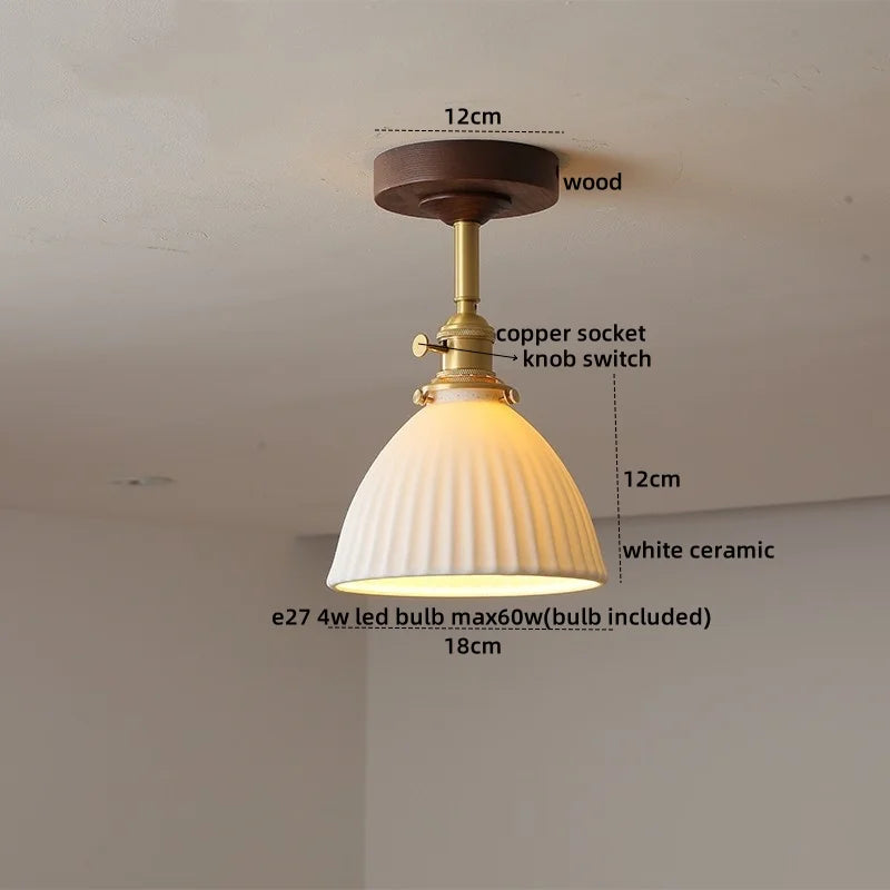Nordic Glass Wood Ceiling Light For Foyer