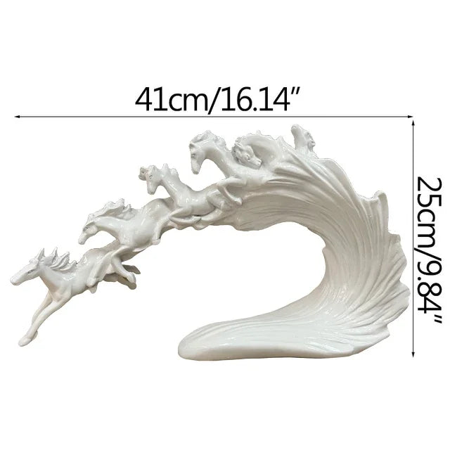 Decorbites™ Galoppierendes Pferd Luxus-Skulptur: Elegante Dekoration für Büro, Wohnzimmer & Geschäft.