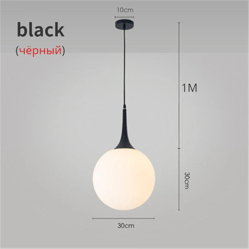 Decorbites™ Glas-Kugeln-LED-Hängeleuchten für modernes Wohnzimmer, schwarze/weiße Hornarmaturen