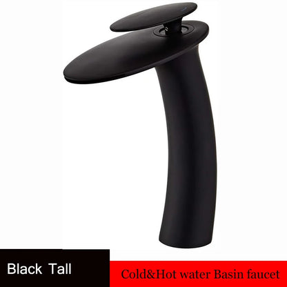 Waterfall Basin Faucet Black Bathroom