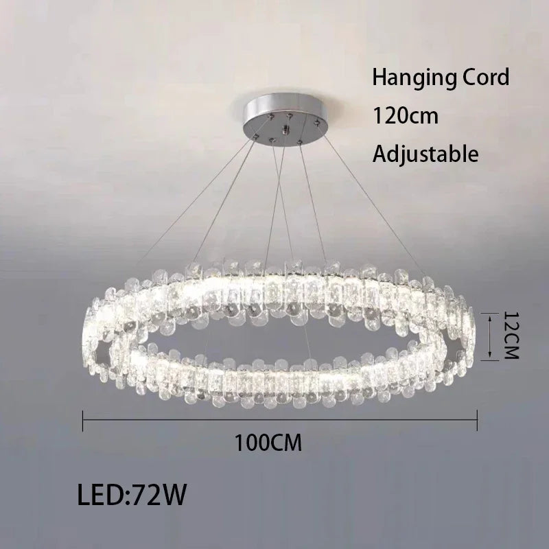 DecorBites™ Crystal LED Ceiling Chandelier: Modern Dimmable Lighting Fixture for Stylish Home Decor