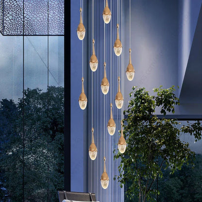 Decorbites™ Gold LED Treppenhaus-Kronleuchter: Elegantes Luxus-Großleuchter für das Wohnzimmer