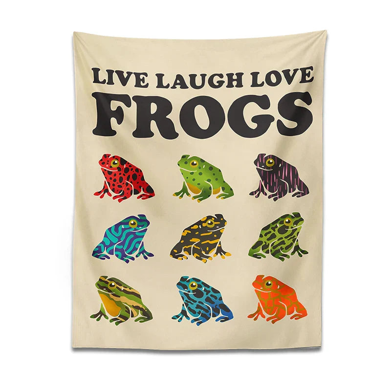Decorbites™ Frosch-Teppich Wandbehang Psychedelische Hippie-Ästhetik Wandteppiche Heimdekoration