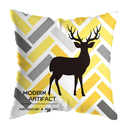 Decorbites™ Geometrisches Hirsch-Print Kissenbezug 45x45 cm - Gelb Hausteppich-Dekoration