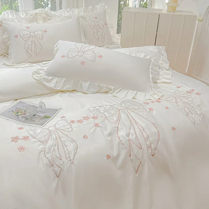 Decorbites™ Eis-Seide-Bestickte Rüschen-Bettwäsche-Set mit kühlendem und hautfreundlichem Gefühl