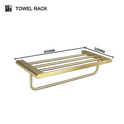 Decorbites™ Gold-Badaccessoires-Set: Handtuchstange, Toilettenpapierhalter, Handtuchhalter, Haken