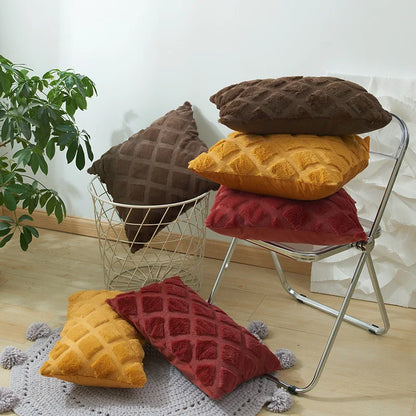 DecorBites™ Geometric Diamond Pattern Plush Cushion Cover for Stylish Home Decor