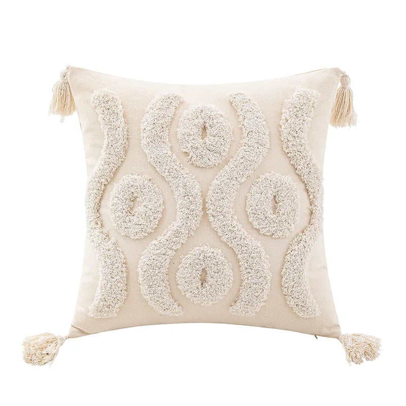 Decorbites™ Geometrisches Tufted-Kissenbezug Beige Patchwork-Kissenbezüge Wabi-Sabi-Stil