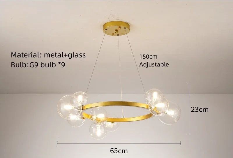 Decorbites™ Glasleuchter G9 Hängeleuchte für Wohnzimmer- und Schlafzimmerdekoration