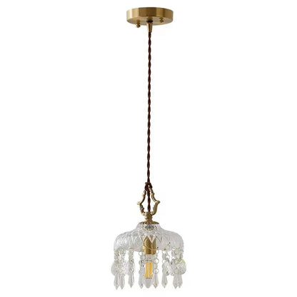 DecorBites™ Crystal Glass LED Copper Pendant Lights for Bedroom Living Dining Room