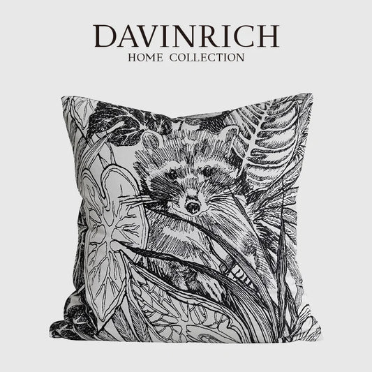 Decorbites™ Dschungelpflanze Waschbär Stickgarn Kissenbezug für Couch Sofa Bett