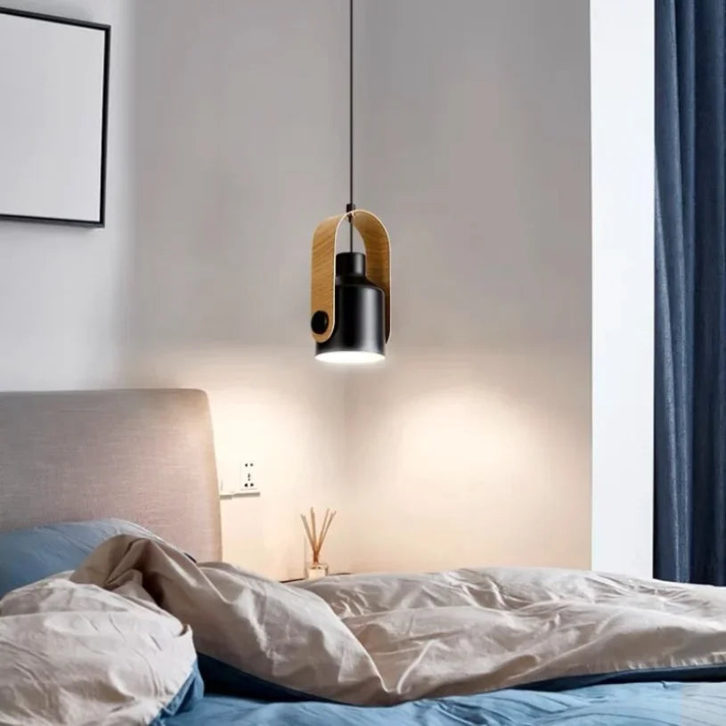 Nordic Adjustable Wood & Iron Pendant Light
