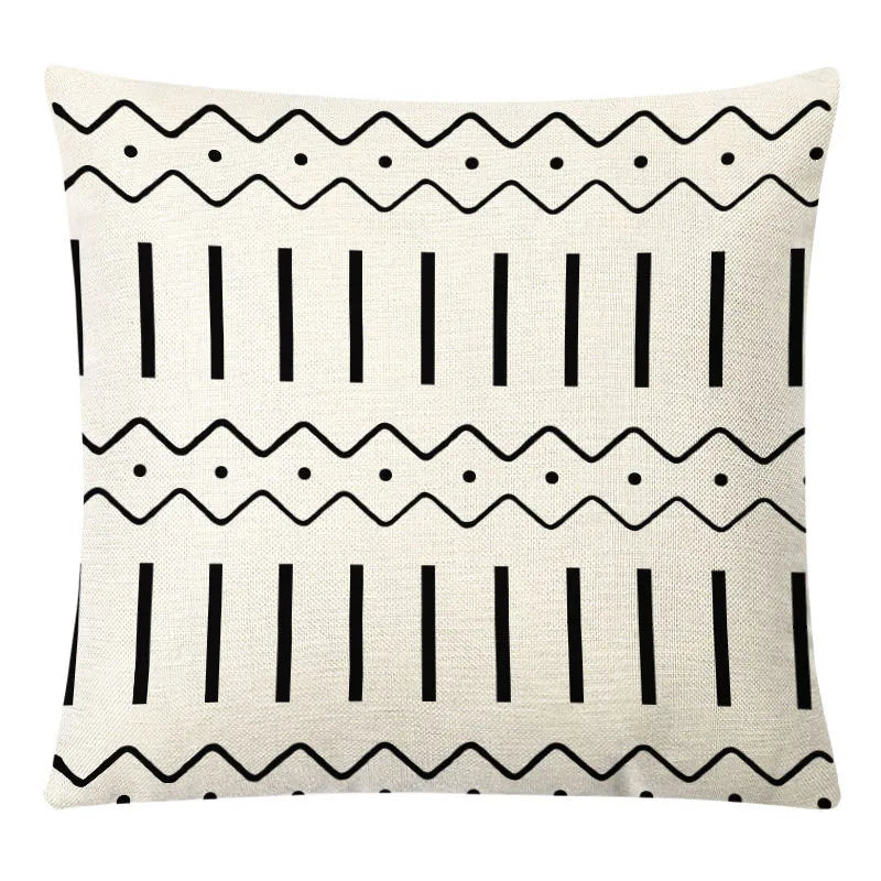 DecorBites™ Geometric Yellow Linen Pillow Cover for Modern Décor 45x45cm