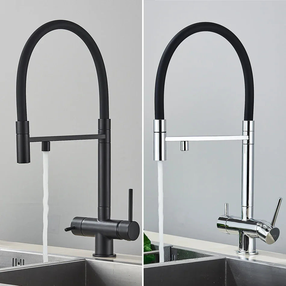 Decorbites™ Küchen-Wasserfilterarmatur mit doppeltem Auslauf, drehbarer Wasserreinigungs-Mischhahn