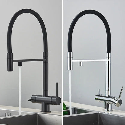 Decorbites™ Küchen-Wasserfilterarmatur mit doppeltem Auslauf, drehbarer Wasserreinigungs-Mischhahn