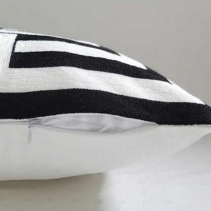 Decorbites™ Geometrisches Stickerei Kissenbezug 45x45 cm Schwarz Grau Weich Gemütlich für Heimdekoration