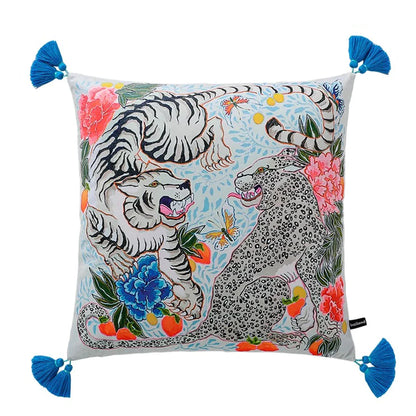 DecorBites™ Luxe Cheetah Halo Pillowcase: Decorative Tassel Cushion Cover GG Style