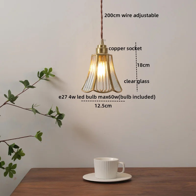 DecorBites™ Glass Copper LED Pendant Lamp for Dining Room, Nordic Modern Hanging Light Fixtures