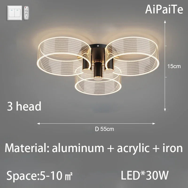 DecorBites™ Acrylic Lustre Chandelier for Living Room, Bedroom, Kitchen - Hanging Ceiling Lamps