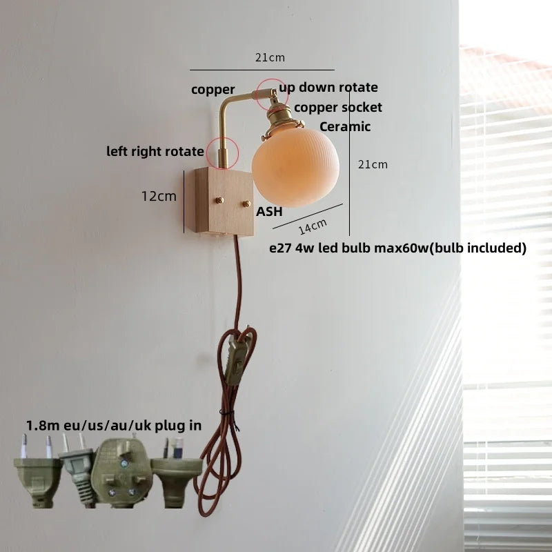 Ceramic Walnut Wall Lamp