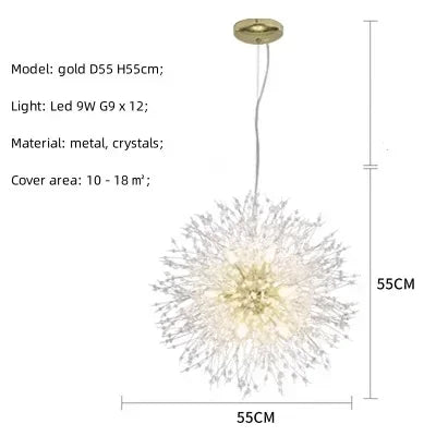 Decorbites™ Löwenzahn Gold/Chrom Kronleuchter mit Kristallen, G9 Anhängerleuchten für elegante Beleuchtung