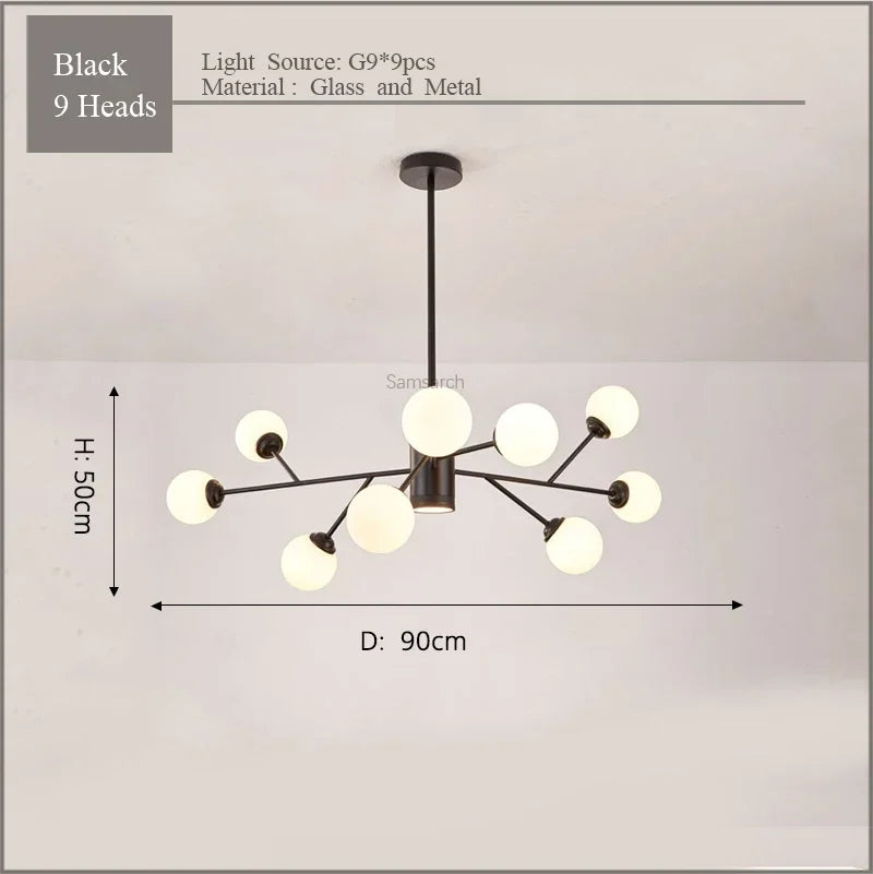 Gold Black LED Chandelier 18-Head For Bedroom