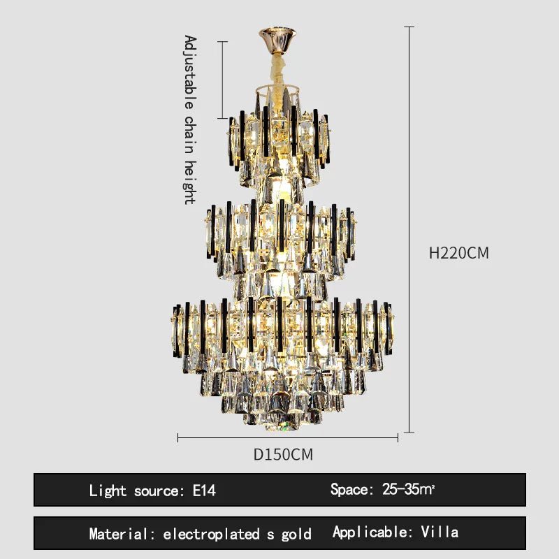 Decorbites™ Crystal Hollow Villa Kronleuchter: Moderne Luxus-Hängeleuchte für Wohnzimmer und Hotel-Lobby