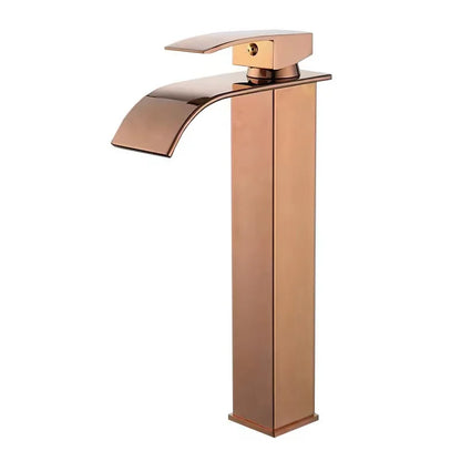 Decorbites™ Schwarz Messing Wasserfall Badezimmer Waschbecken Armatur Kalt Warm Mischer Einhebel Deckenmontage