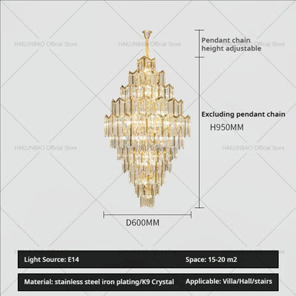 DecorBites™ Crystal Chandelier: Modern Simple Luxury for Duplex Villa & Loft