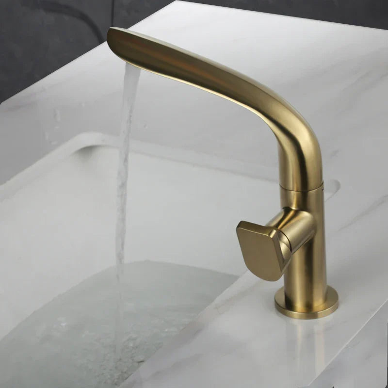 Decorbites™ Gebürsteter Goldiges Waschbeckenarmatur - Messing Einhebel-Badmischtap