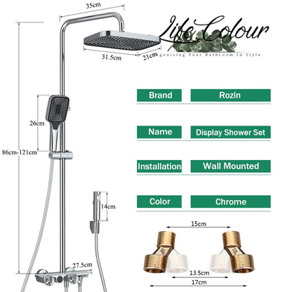 Decorbites™ Graue Thermostatische Digitale Duscharmatur mit Regensystem