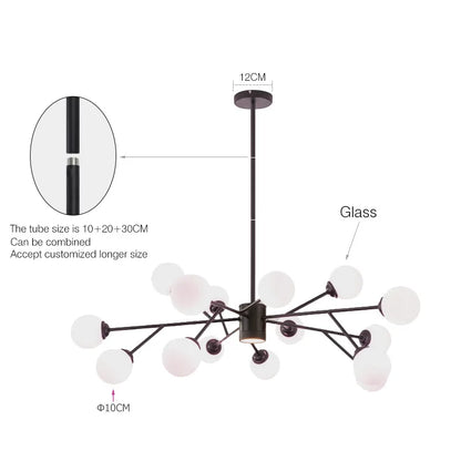 Decorbites™ Schwarze Kronleuchter: Luxuriöse Glas-Hängeleuchte für Zuhause, Schlafzimmer oder Wohnzimmer