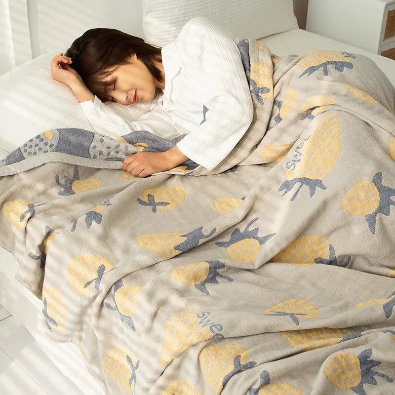 DecorBites™ Cotton Gauze Boho Throw Blanket - Cozy Bedspread & Sofa Cover