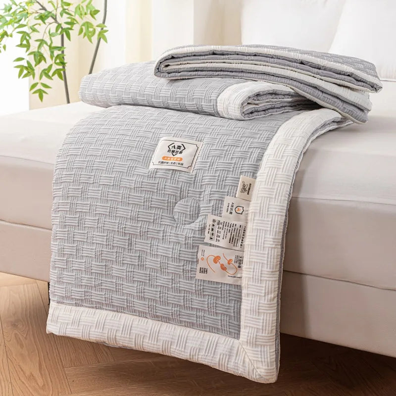 Decorbites™ Gestrickte Waffelsommerdecke: Weich, atmungsaktiv, kühlend, maschinenwaschbar, dünn und hautfreundlich