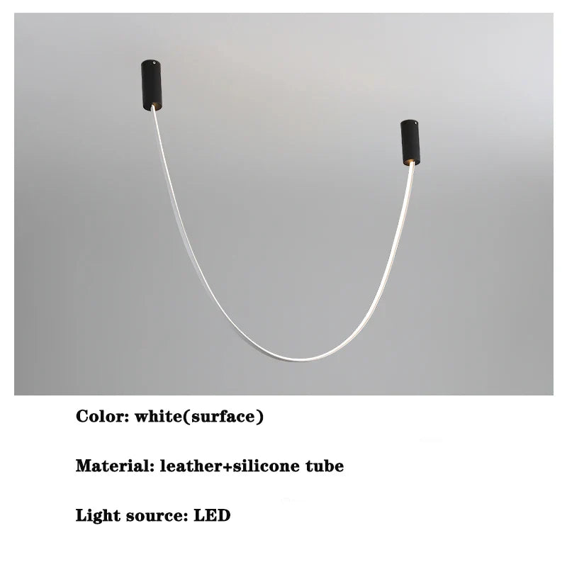 Decorbites™ Leder Leuchtende Linien Kronleuchter | Moderner Minimalistischer Duplex Esszimmer Büro Kunst Luxus Lampe